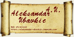 Aleksandar Ubavkić vizit kartica
